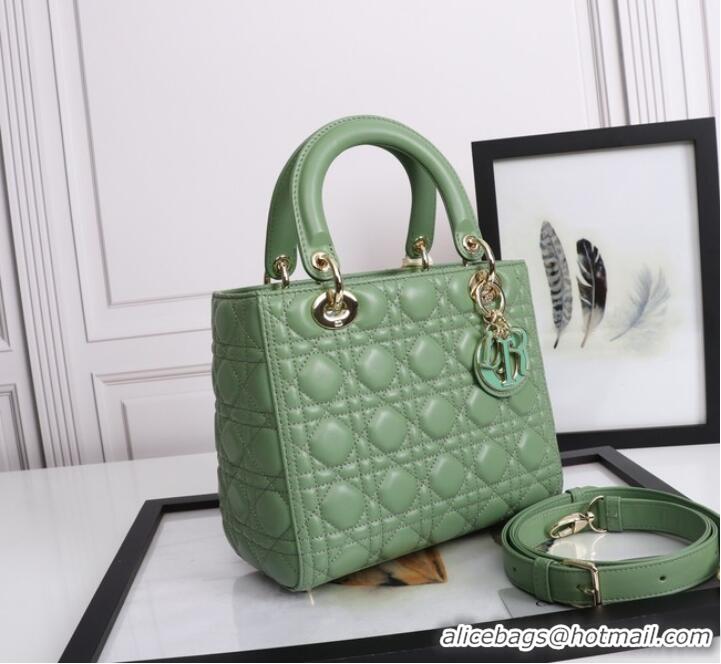 Promotional MEDIUM LADY DIOR BAG Cannage Lambskin M0565E green