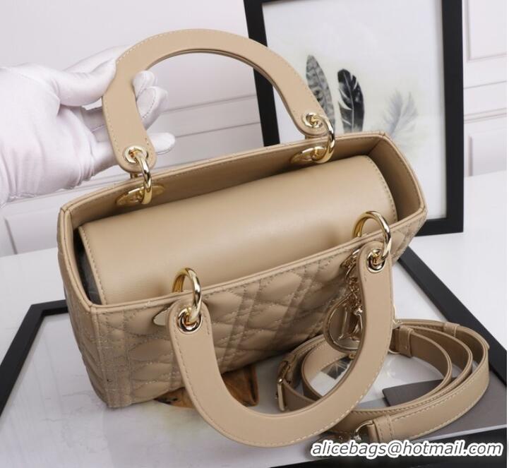 Market Sells MEDIUM LADY DIOR BAG Cannage Lambskin M0565E apricot