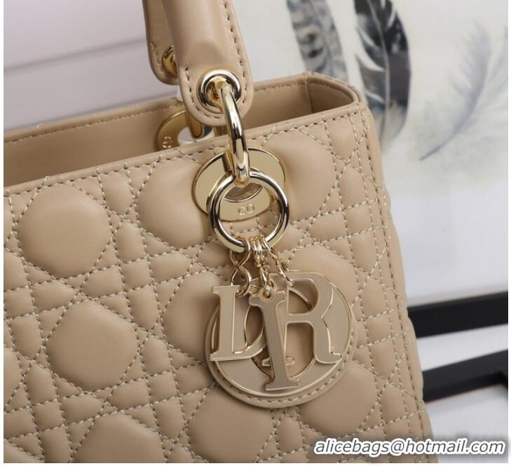 Market Sells MEDIUM LADY DIOR BAG Cannage Lambskin M0565E apricot