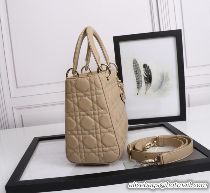 Market Sells MEDIUM LADY DIOR BAG Cannage Lambskin M0565E apricot