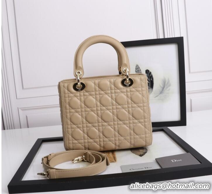 Market Sells MEDIUM LADY DIOR BAG Cannage Lambskin M0565E apricot