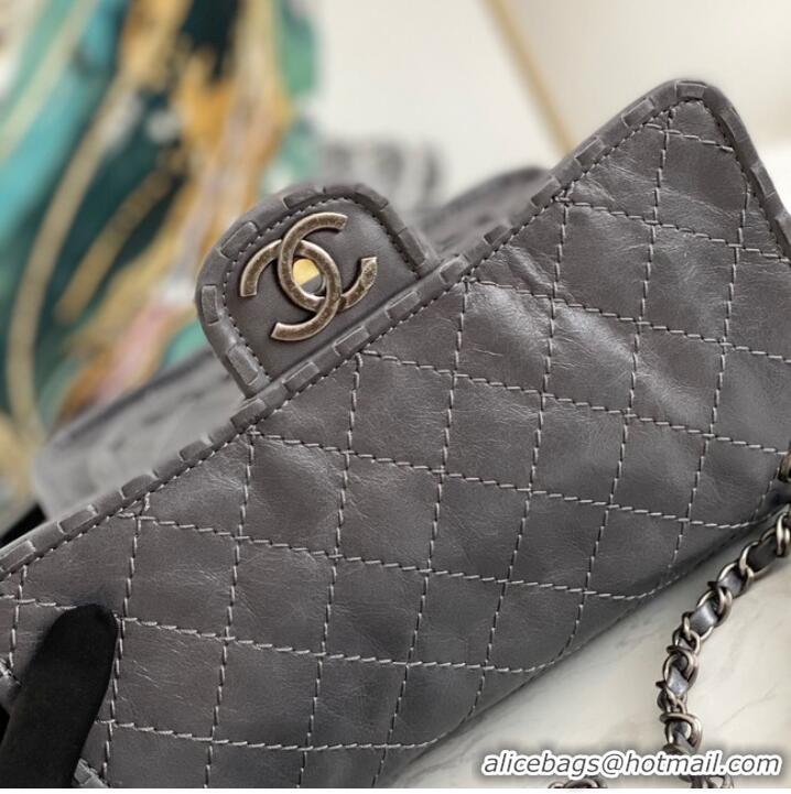 Promotional Chanel flap bag Calfskin A0922 gray