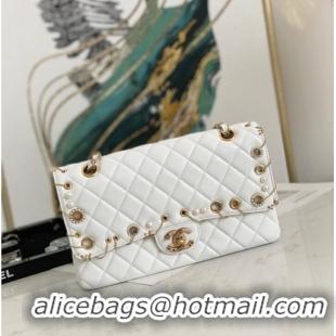 Super Quality Chanel classic handbag Lambskin& gold Metal AS1112 white