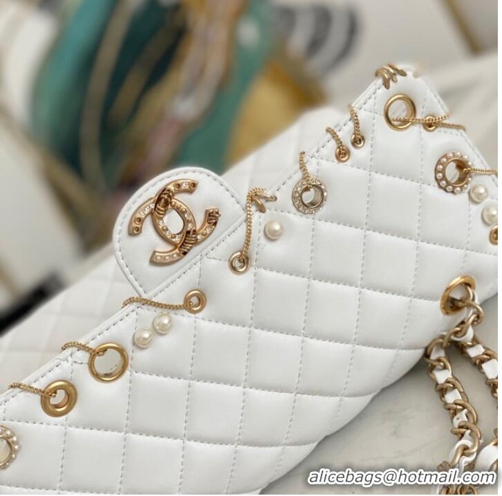 Super Quality Chanel classic handbag Lambskin& gold Metal AS1112 white