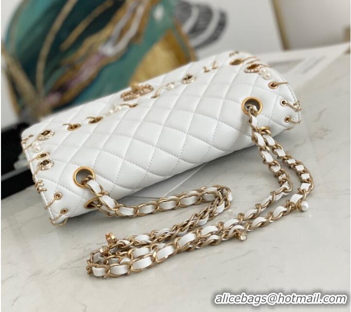 Super Quality Chanel classic handbag Lambskin& gold Metal AS1112 white