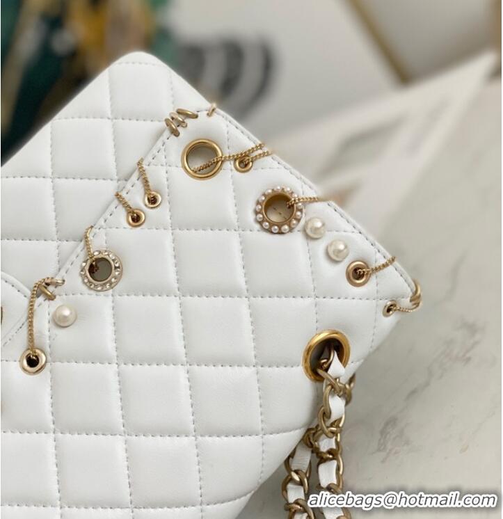 Super Quality Chanel classic handbag Lambskin& gold Metal AS1112 white