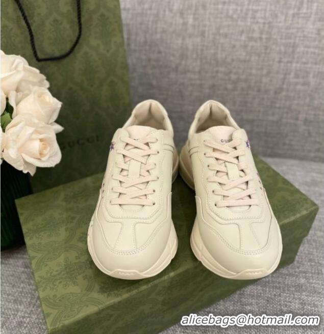 Low Price Gucci Rhyton Sneakers with Star Rianbow Ivory White  021914