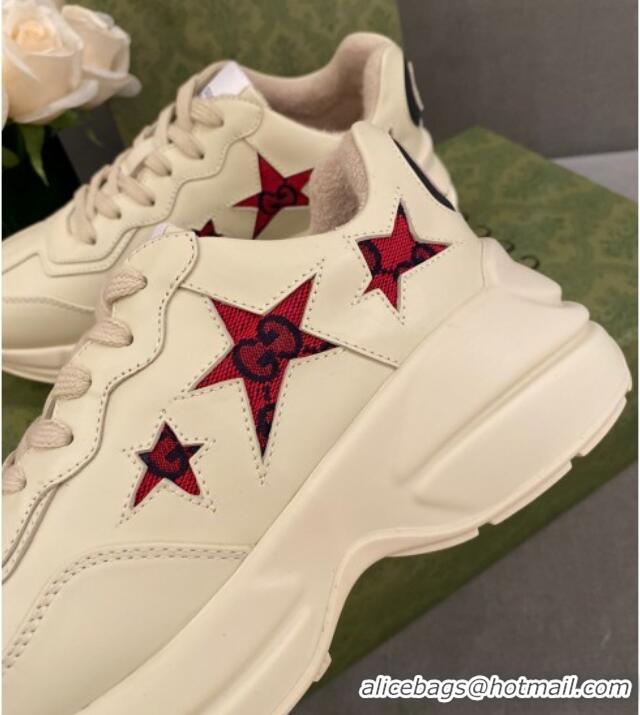 Low Cost Gucci Rhyton Sneakers with GG Star Ivory White 021915