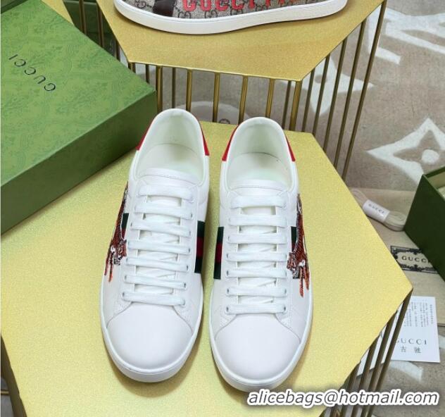 Low Cost Gucci Tiger Ace Sneakers 687620 White Leather