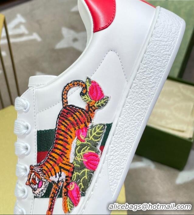 Low Cost Gucci Tiger Ace Sneakers 687620 White Leather