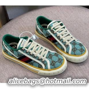 Best Price Gucci Tennis 1977 Sneakers in Blue Crystal GG Canvas 021917