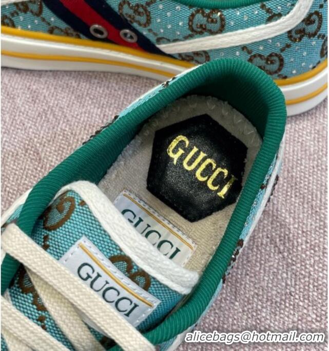 Best Price Gucci Tennis 1977 Sneakers in Blue Crystal GG Canvas 021917