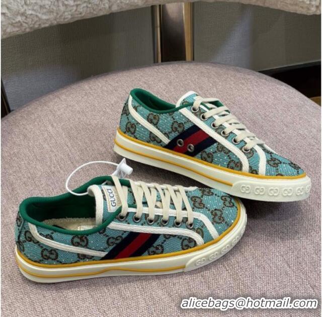 Best Price Gucci Tennis 1977 Sneakers in Blue Crystal GG Canvas 021917