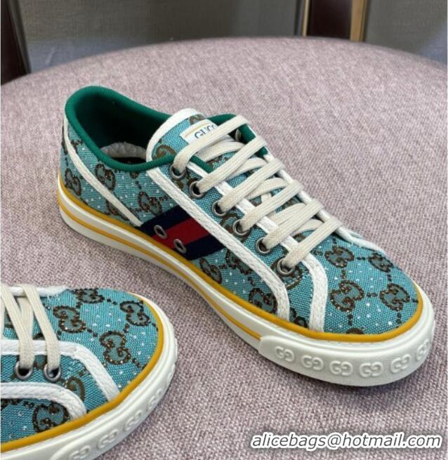 Best Price Gucci Tennis 1977 Sneakers in Blue Crystal GG Canvas 021917