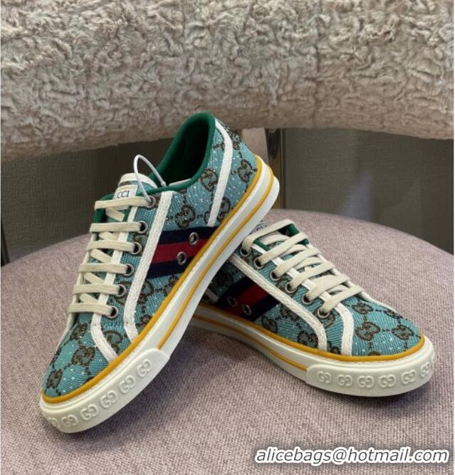 Best Price Gucci Tennis 1977 Sneakers in Blue Crystal GG Canvas 021917