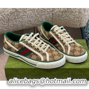 Best Luxury Gucci Tennis 1977 Sneakers in Beige Crystal GG Canvas 021918