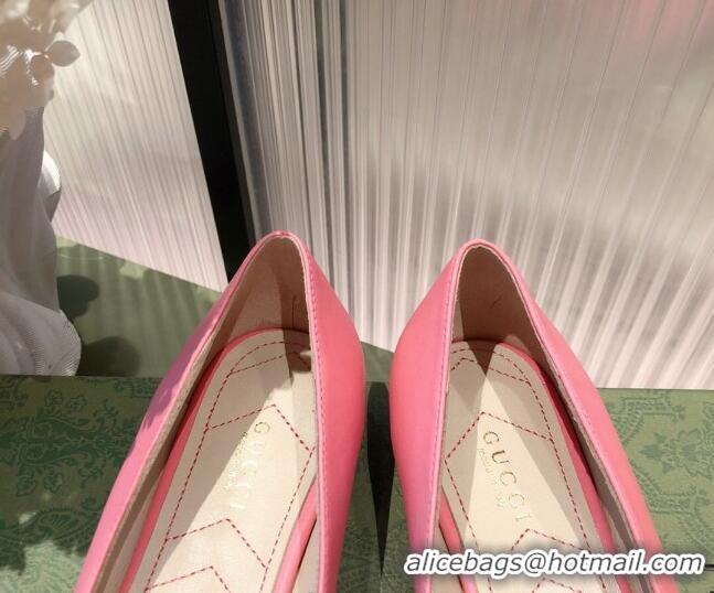 Super Quality Gucci Leather Bow Ballet Flat Pink 021920