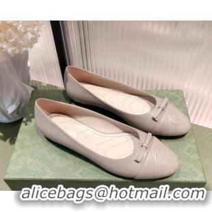 Good Quality Gucci Leather Bow Ballet Flat 021920 Nude