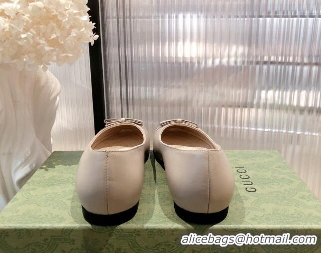 Good Quality Gucci Leather Bow Ballet Flat 021920 Nude