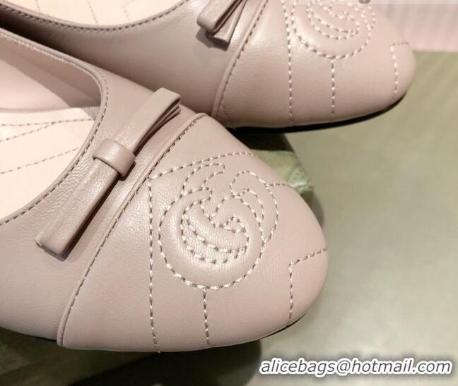 Good Quality Gucci Leather Bow Ballet Flat 021920 Nude