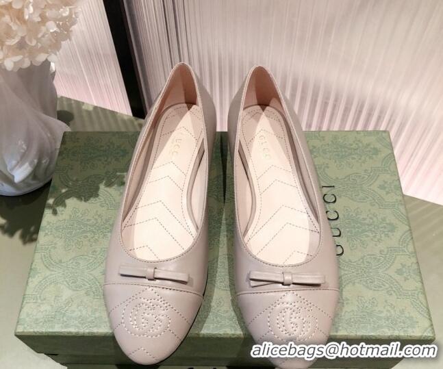 Good Quality Gucci Leather Bow Ballet Flat 021920 Nude