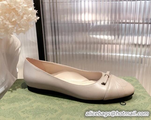 Good Quality Gucci Leather Bow Ballet Flat 021920 Nude