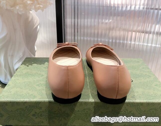 Best Quality Gucci Leather Bow Ballet Flat 021920 Brown