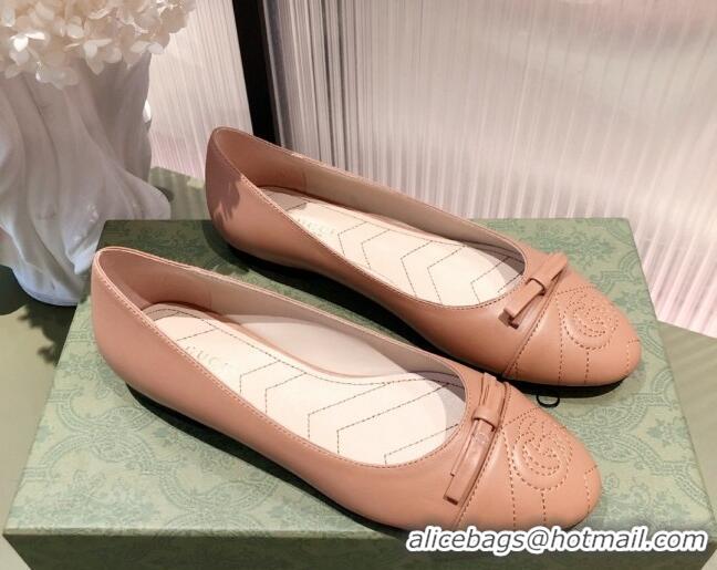 Best Quality Gucci Leather Bow Ballet Flat 021920 Brown