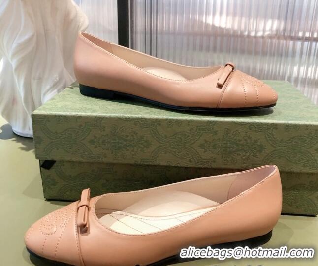 Best Quality Gucci Leather Bow Ballet Flat 021920 Brown