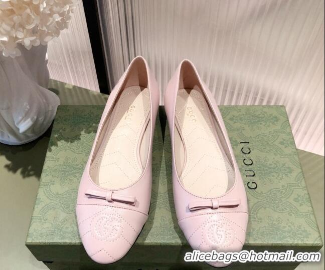 Affordable Price Gucci Leather Bow Ballet Flat 021920 Light Pink