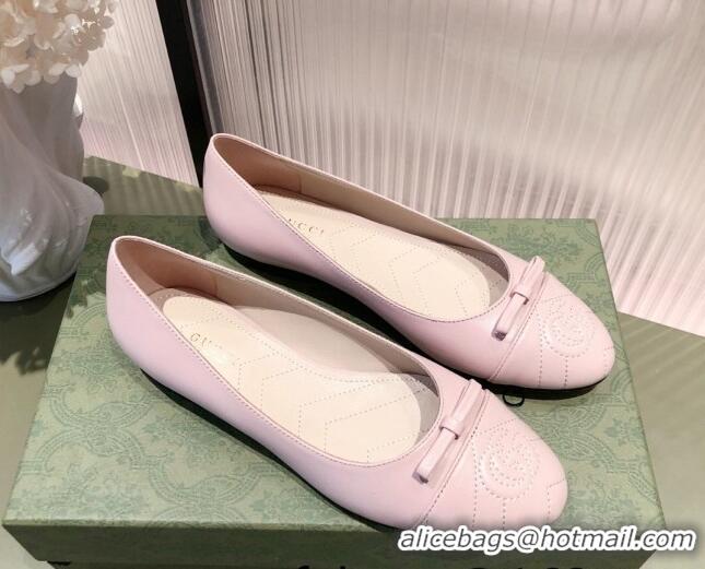 Affordable Price Gucci Leather Bow Ballet Flat 021920 Light Pink