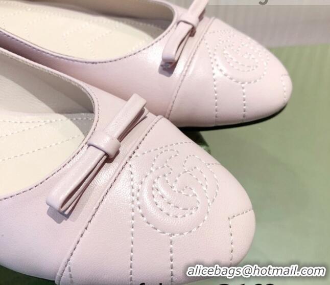 Affordable Price Gucci Leather Bow Ballet Flat 021920 Light Pink