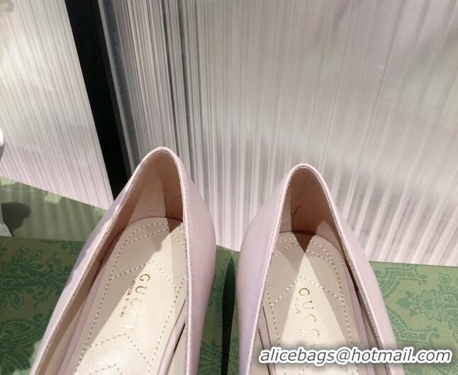 Affordable Price Gucci Leather Bow Ballet Flat 021920 Light Pink