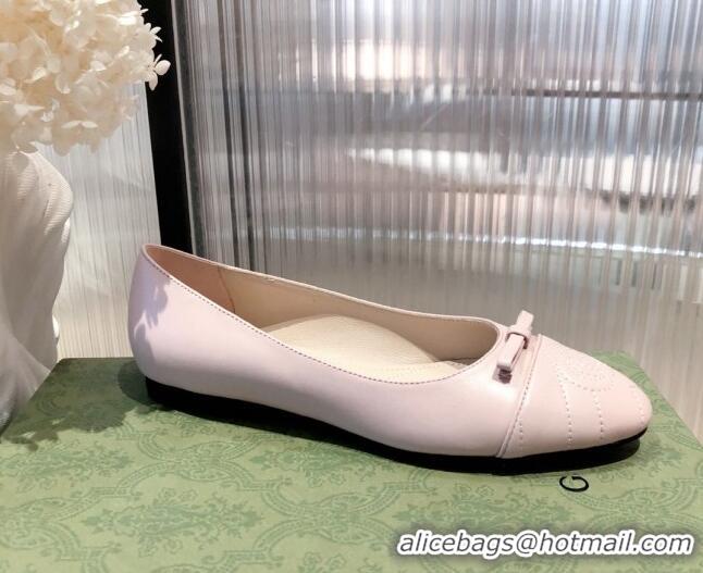 Affordable Price Gucci Leather Bow Ballet Flat 021920 Light Pink