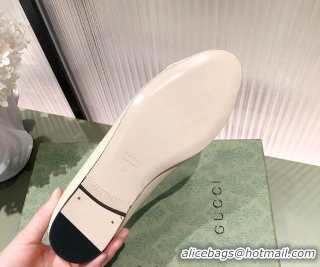 Perfect Gucci Leather Bow Ballet Flat 021920 White