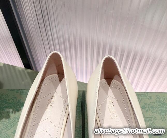 Perfect Gucci Leather Bow Ballet Flat 021920 White