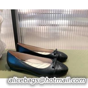 Grade Design Gucci Leather Bow Ballet Flat 021920 Black