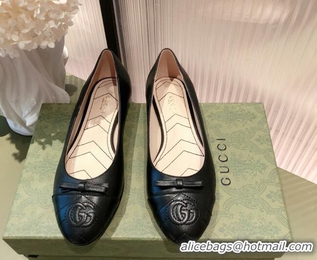 Grade Design Gucci Leather Bow Ballet Flat 021920 Black