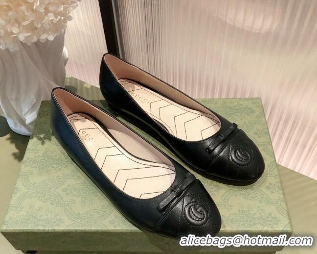 Grade Design Gucci Leather Bow Ballet Flat 021920 Black