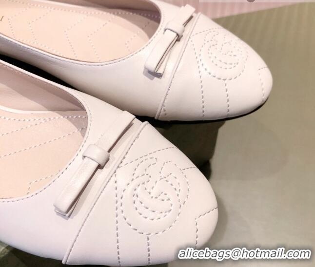 New Stylish Gucci Leather Bow Ballet Flat 021920 White