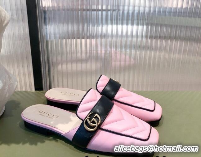 Luxury Gucci Leather Slippers/Mules Pink 021930