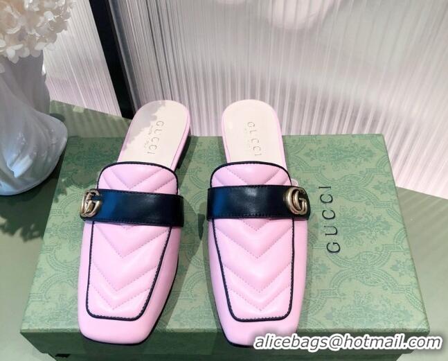 Luxury Gucci Leather Slippers/Mules Pink 021930