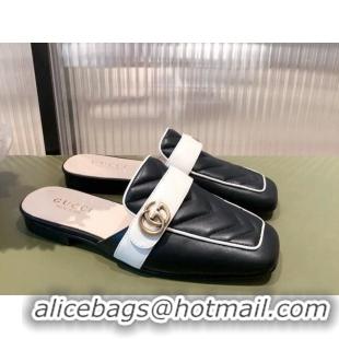 Top Quality Gucci Leather Slippers/Mules 021930 Black