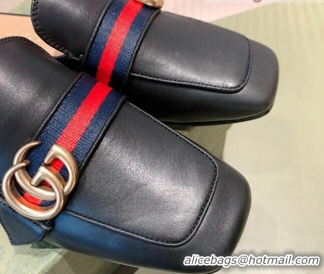 Best Quality Gucci Leather Slippers/Mules Black 021933