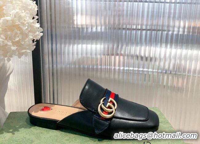 Best Quality Gucci Leather Slippers/Mules Black 021933