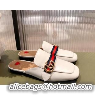 Classic Hot Gucci Leather Slippers/Mules White 021934