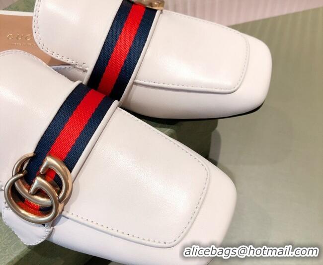 Classic Hot Gucci Leather Slippers/Mules White 021934