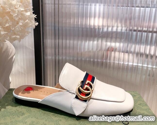 Classic Hot Gucci Leather Slippers/Mules White 021934