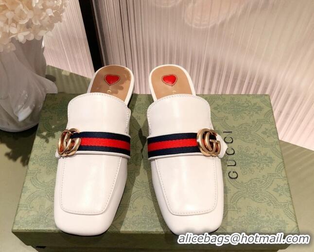 Classic Hot Gucci Leather Slippers/Mules White 021934