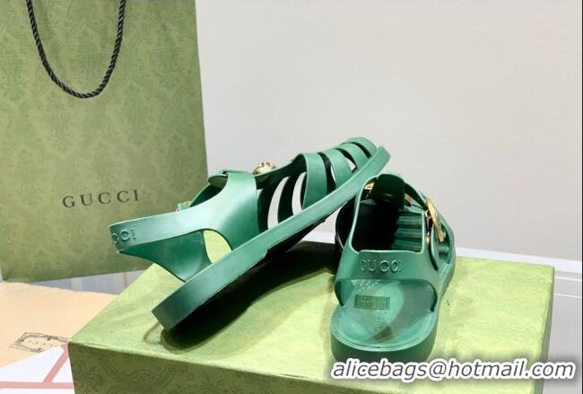 Luxury Gucci Men's Strap Flat Sandals 021935 Green